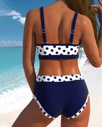 Liesbeth - Magas derekú bikini pöttyös mintával és patchwork dizájnnal