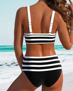 Laluna® | Magas derekú csíkos bikini
