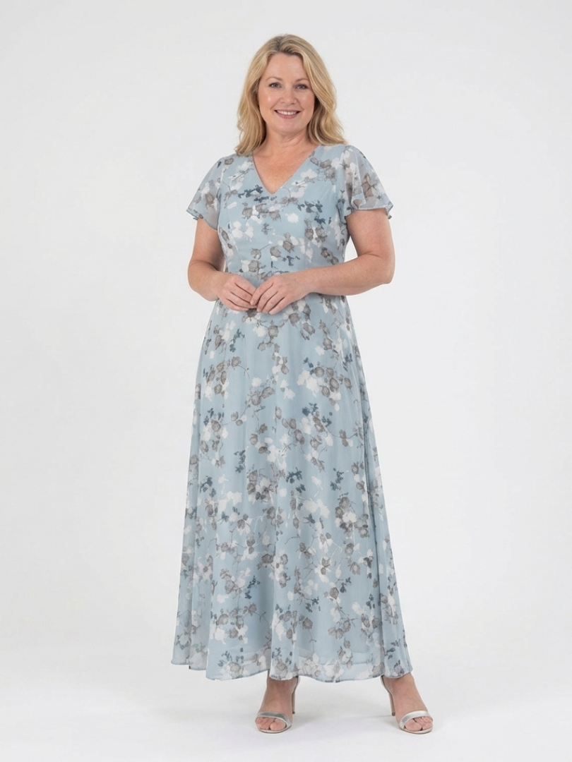 Noémie | Virágmintás Maxi Ruha Chiffonból