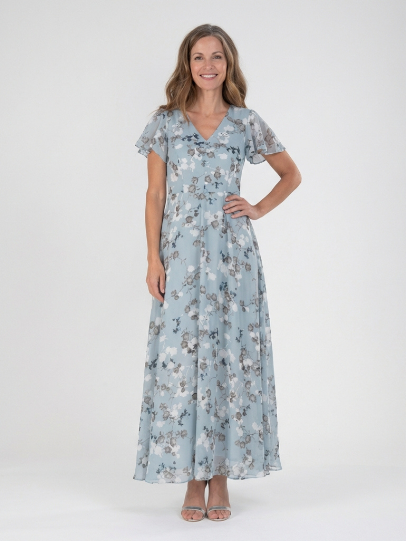 Noémie | Virágmintás Maxi Ruha Chiffonból