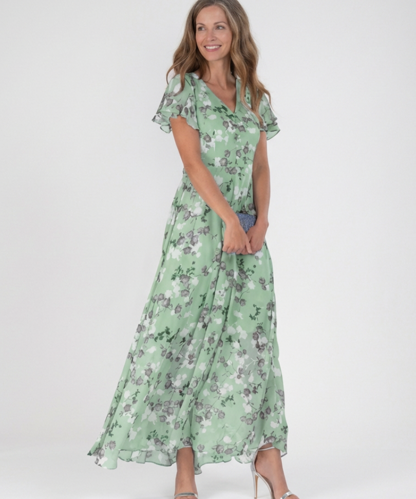 Noémie | Virágmintás Maxi Ruha Chiffonból