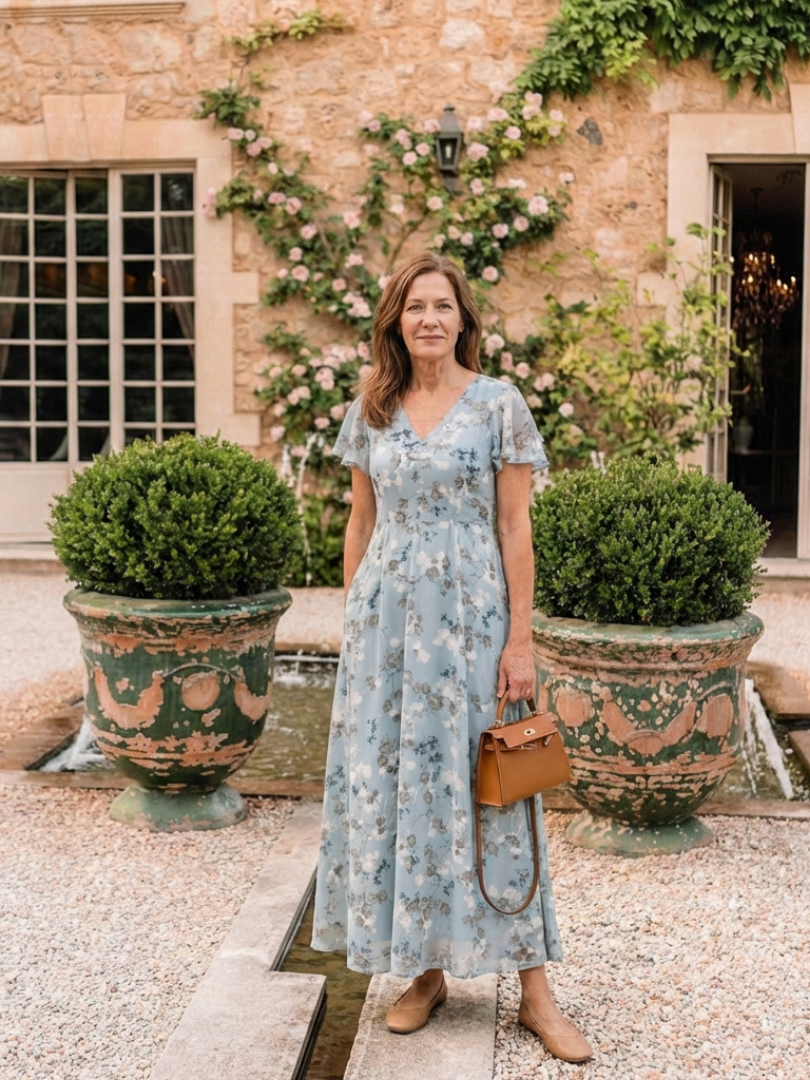 Noémie | Virágmintás Maxi Ruha Chiffonból