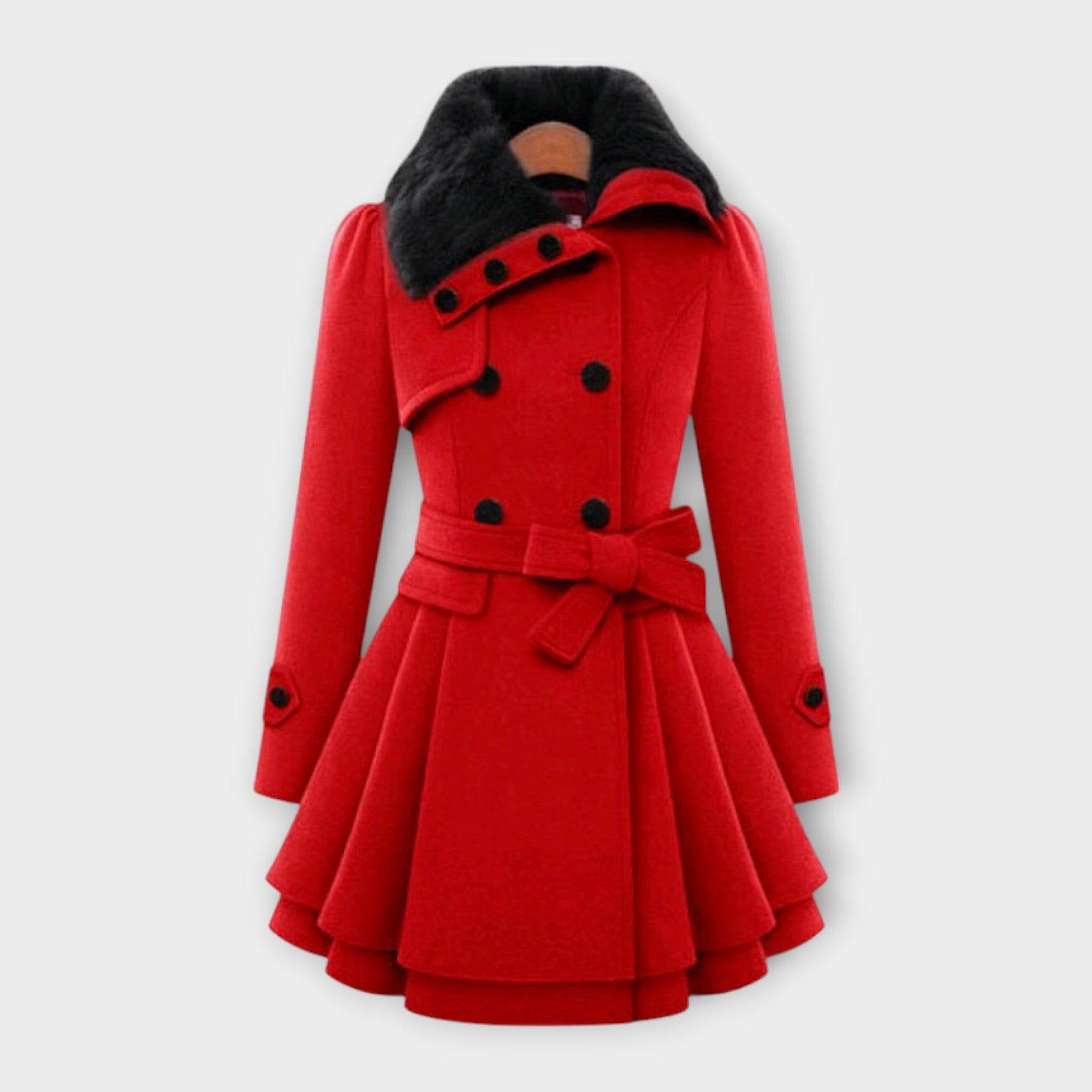 Ema - Elegáns Kabát Műszőrme Részletekkel