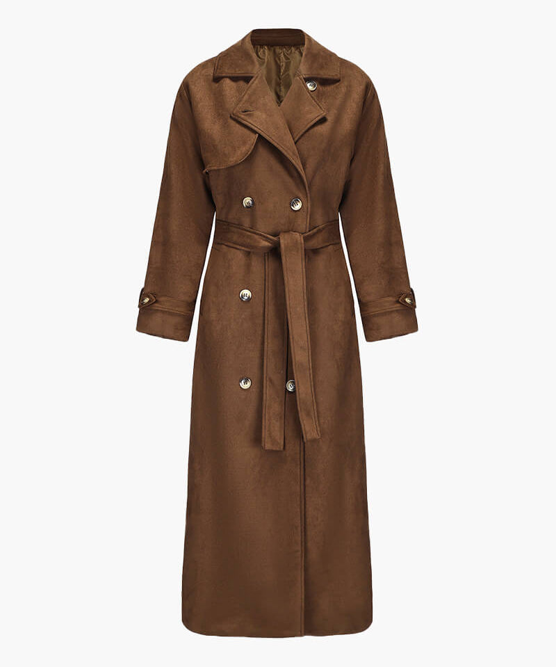 Barbara – Velour Trench Coat with Pockets