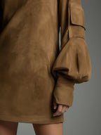 Ariane | Mini-Robe Ampla Suédine Magas Gallérral