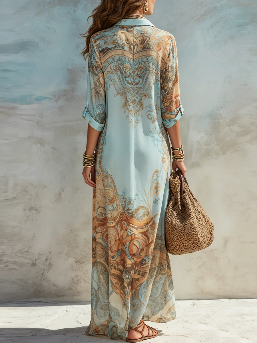Luisa | Mediterrán maxi chemisier ruha