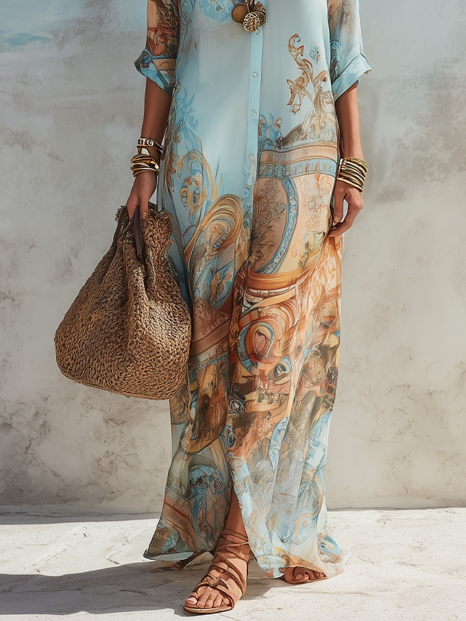Luisa | Mediterrán maxi chemisier ruha