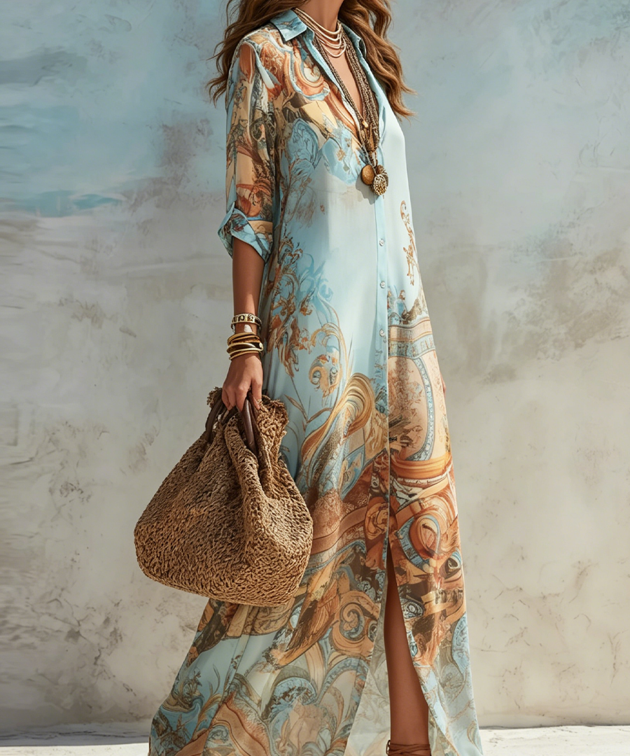 Luisa | Mediterrán maxi chemisier ruha