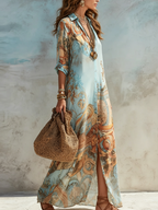 Luisa | Mediterrán maxi chemisier ruha