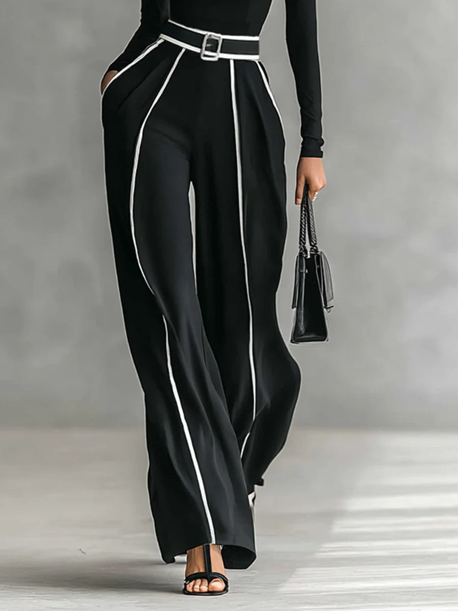 Céline | Elegáns Összeállítás Magas Gallérral és Bő Nadrággal