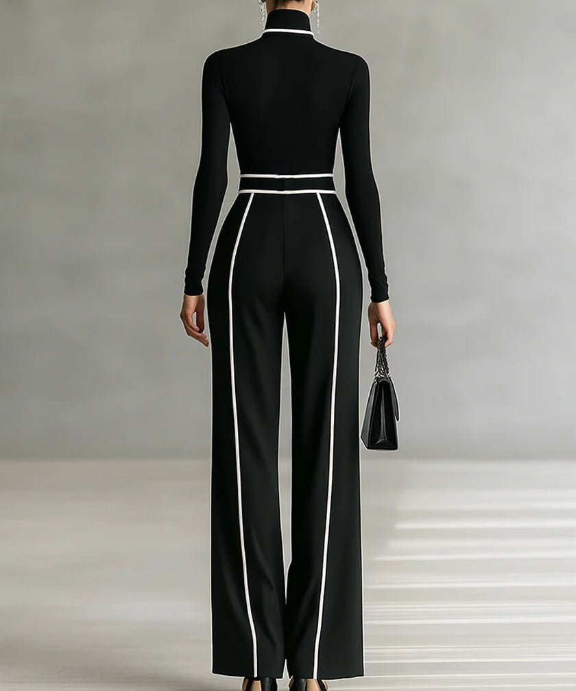 Céline | Elegáns Összeállítás Magas Gallérral és Bő Nadrággal