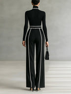 Céline | Elegáns Összeállítás Magas Gallérral és Bő Nadrággal