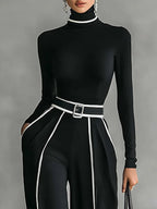 Céline | Elegáns Összeállítás Magas Gallérral és Bő Nadrággal