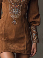 Emilienne | Hímzett Suédine Mini-Ruha