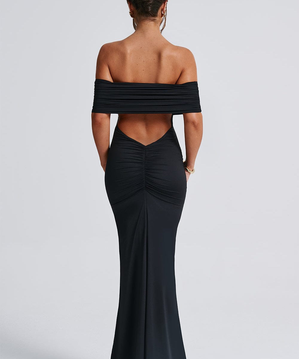 Tindra | Elegáns hosszú Bardot ruha