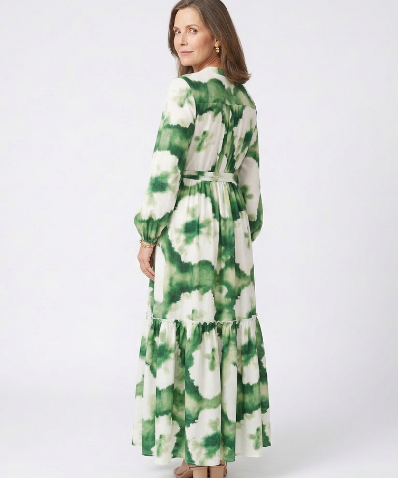 Sophie | Hosszú ujjú, derékra kötött maxi ruha