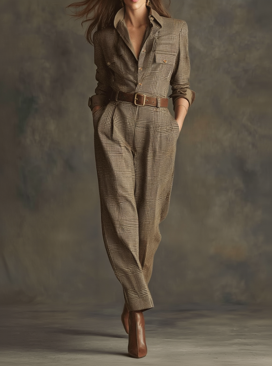 Clarisse | Kockás overall részletekkel