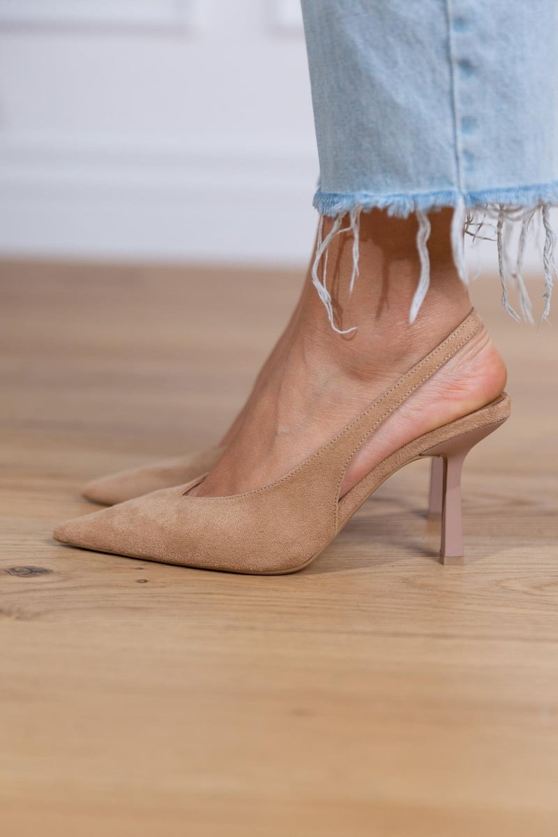 Marlena - Nude színű slingback magassarkú