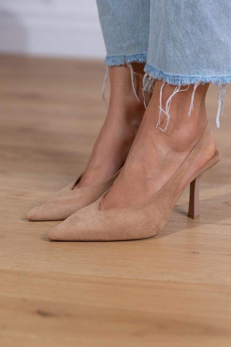 Marlena - Nude színű slingback magassarkú